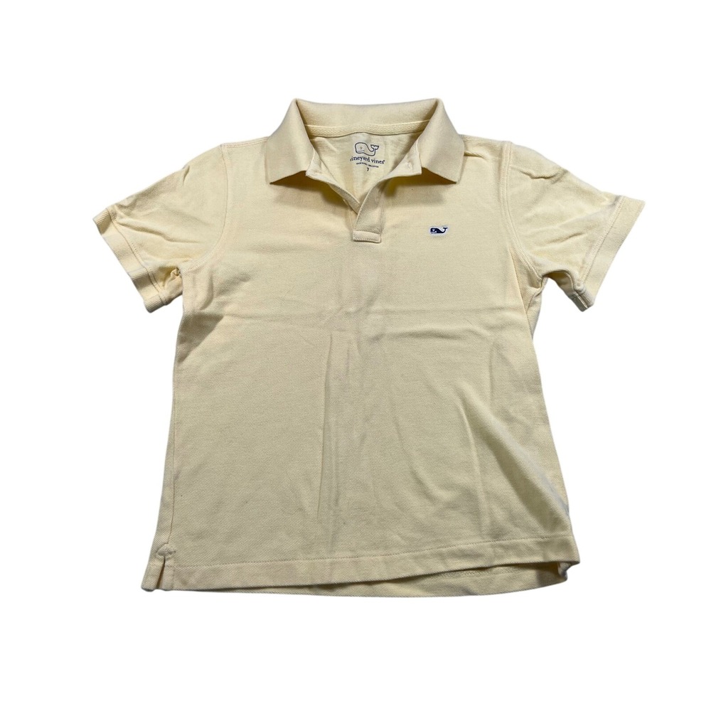 Vineyard Vines Boys Butter Yellow Short Sleeve Pique Polo Shirt Size 7